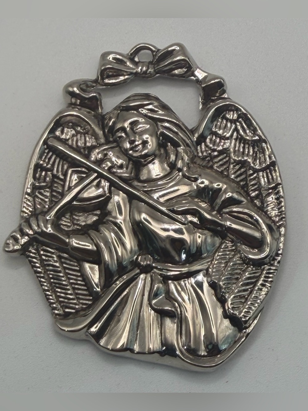 Gorham Silver Plated Angel Playing Violin Christmas Ornament Vintage